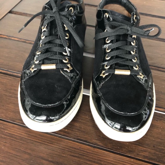 Jimmy Choo Shoes - Jimmy Choo Black Miami Women Suede/ Patent Sneakers